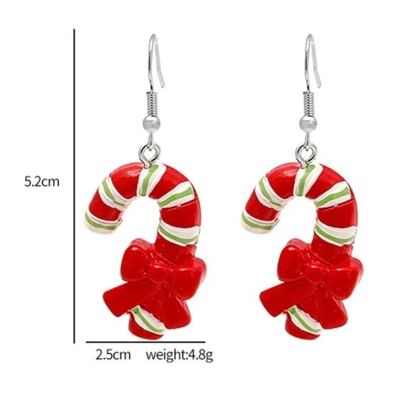 Holiday Christmas Candy Cane Earrings - Picture 4 of 5